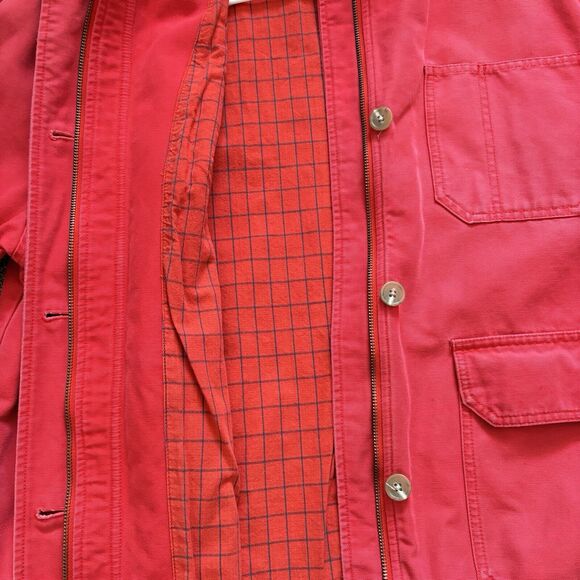 VTG Eddie Bauer Canvas Jacket Full Zip Button Up Red Collard - Womens Size Large - Picture 10 of 10